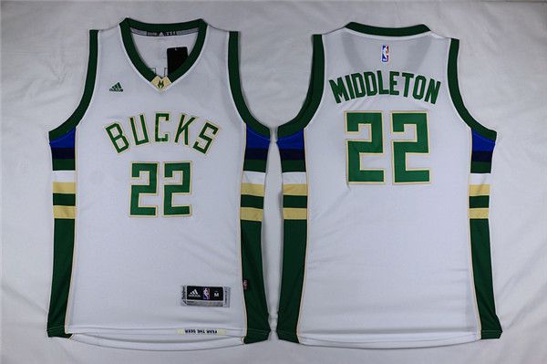 Men Milwaukee Bucks #22 Middleton White Adidas NBA Jersey->detroit pistons->NBA Jersey